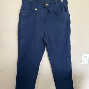 Navy Blue Straight-Leg Pants